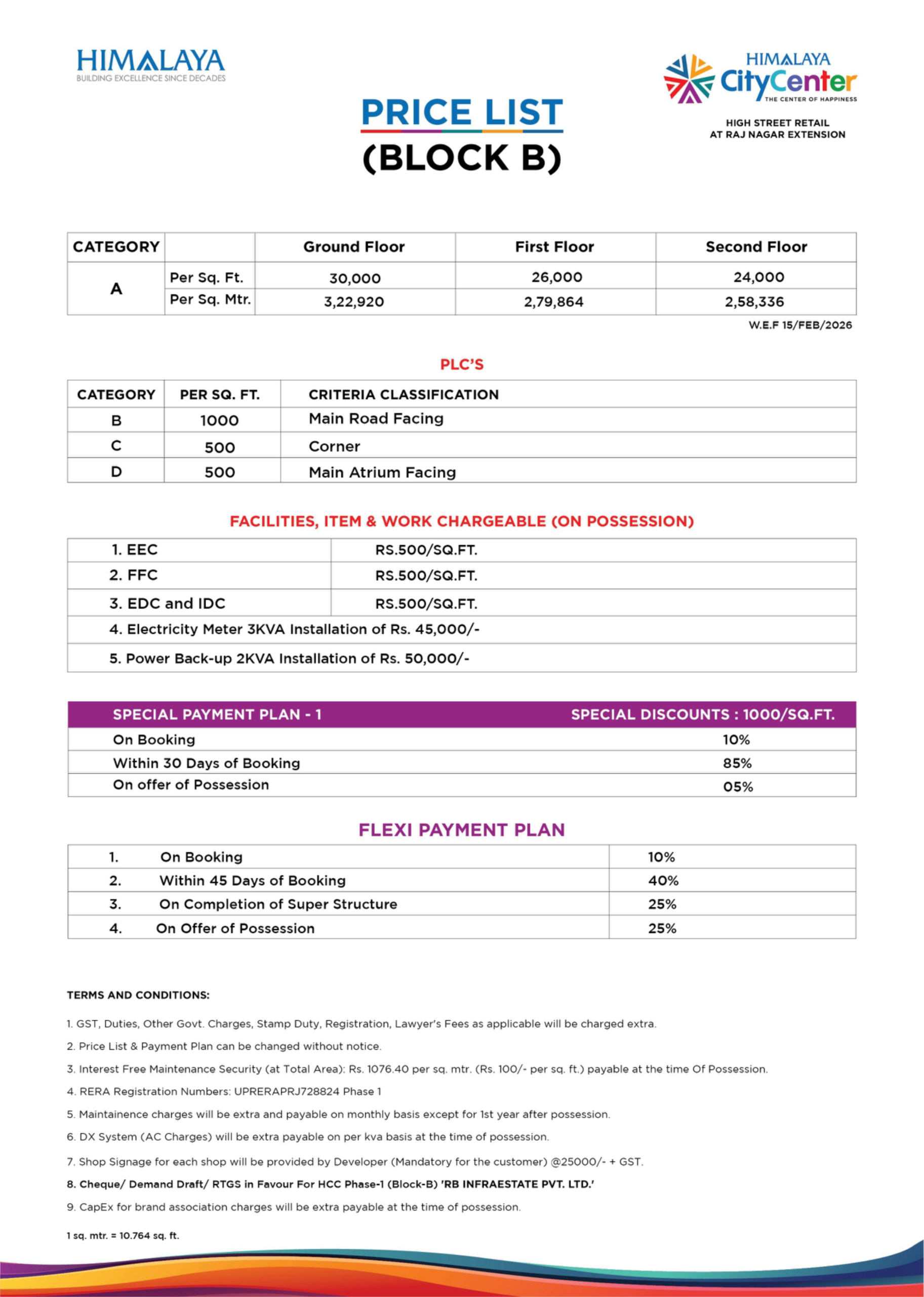 Himalaya City Center in Raj Nagar Extension Ghaziabad B-BLOCK Price List